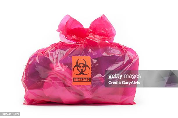 bio-hazard bag/small - biohazard symbol stock pictures, royalty-free photos & images