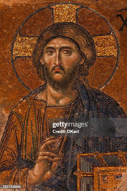 mosaïque byzantine de jésus-christ - jesus-christ photos et images de collection