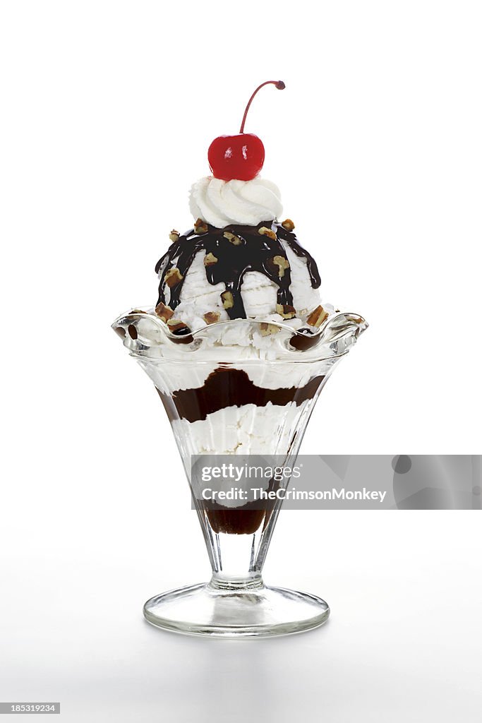 Eiscreme mit heißer Soße