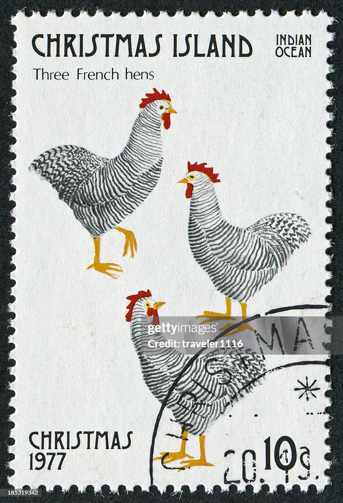 Three French Hens Stamp