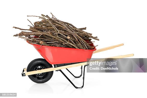 wheelbarrow full of branches - stick plant part stock pictures, royalty-free photos & images