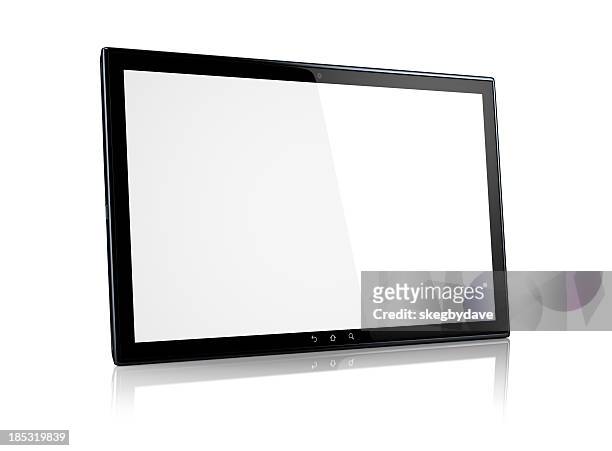 tablet pc from left - tablet 3d stock pictures, royalty-free photos & images
