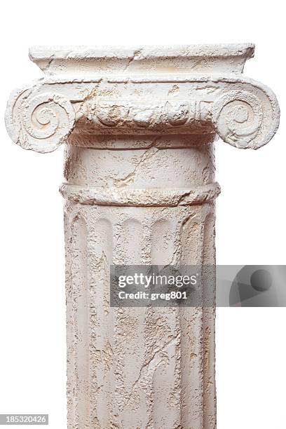 classical scroll architectural pillar against white backdrop - architectural column stock pictures, royalty-free photos & images