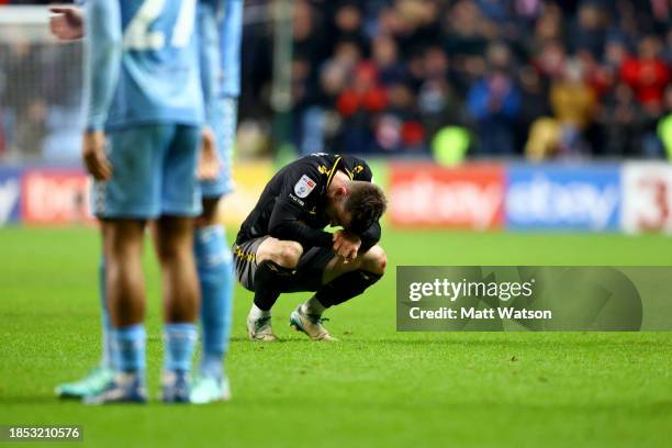 Ryan Manning of Southampton dejected during the Sky Bet Championship match between Coventry City and Southampton FC at The Coventry Building Society...