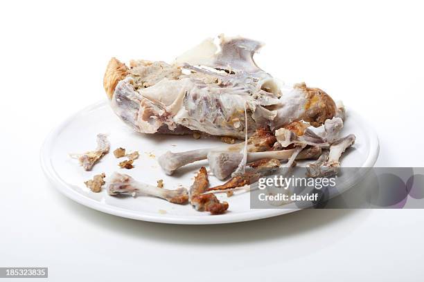 roast chicken carcass - chicken stock pictures, royalty-free photos & images