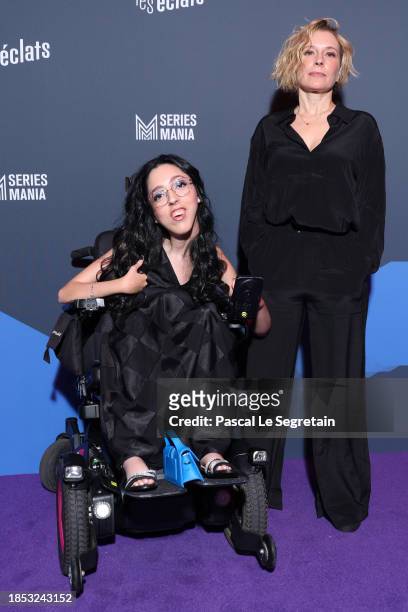 Ness Merad and Ophelia Kolb attends the "Les Eclats" By Series Mania Photocall at La Gaite Lyrique on December 13, 2023 in Paris, France.