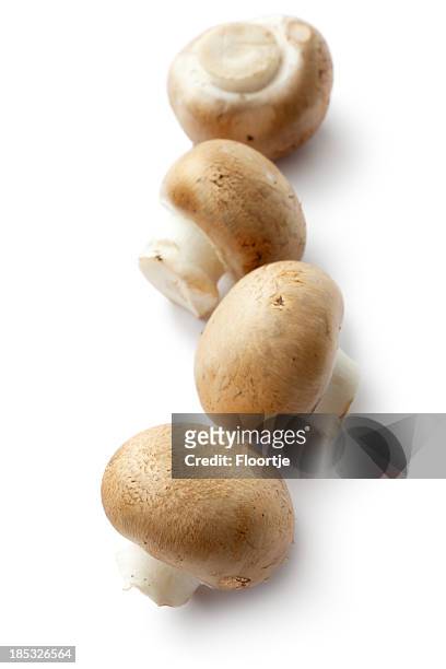 mushrooms: crimini mushrooms isolated on white background - crimini mushroom stock pictures, royalty-free photos & images