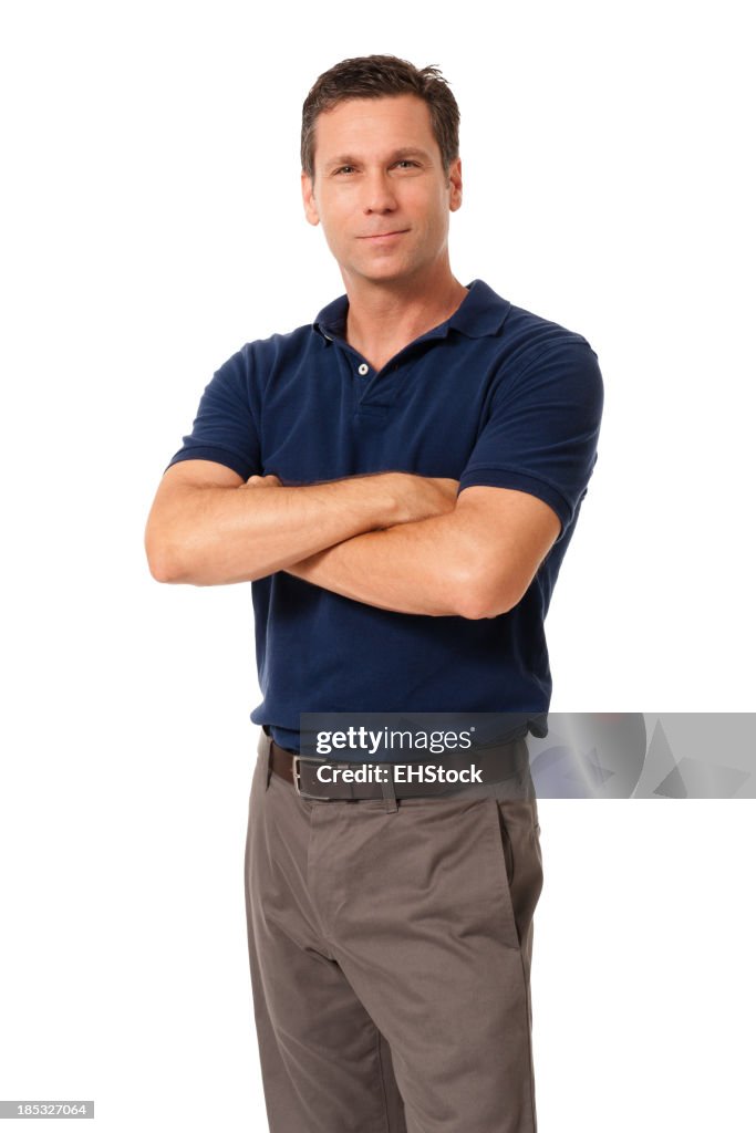 Causal Businessman with Arms Crossed Isolated on White Background