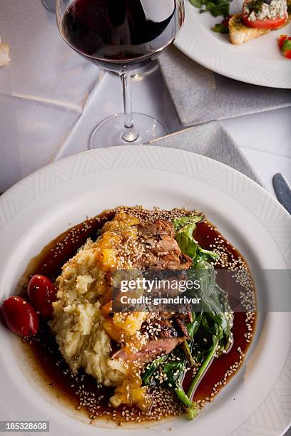 pork tenderloin dinner - teriyaki pork loin stock pictures, royalty-free photos & images