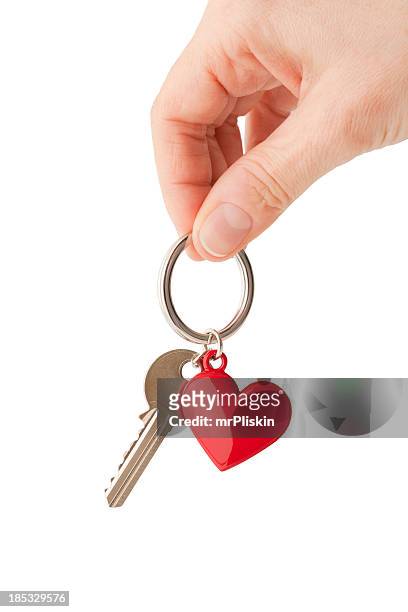 heart shaped key ring - key ring stock pictures, royalty-free photos & images