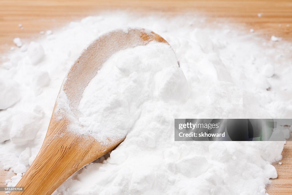 Baking Soda with Wooden Spoon