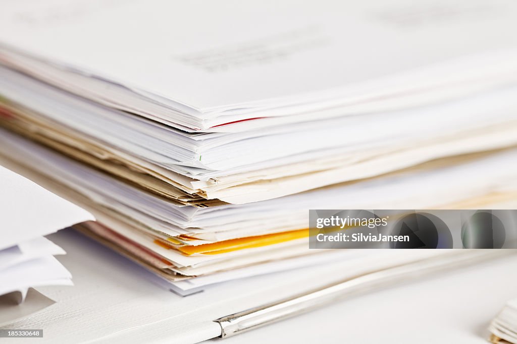 Stack of papers paperwork
