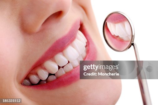 Beautiful Smile With Dental Mirror Beautiful Smile With Dental Mirror