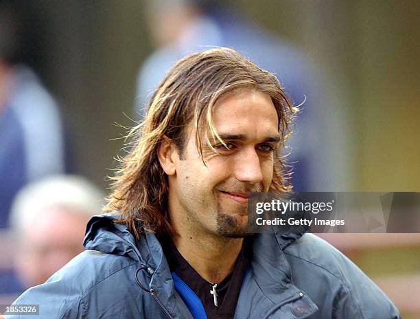 Portrait of Gabriel Batistuta of Inter Milan following the Serie A match between Inter Milan and Como, played at the Giuseppe Meazza San Siro...