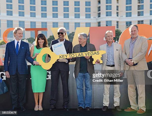 Cast members from CBS Films' "Last Vegas" Kevin Kline, Mary Steenburgen, Morgan Freeman, Robert De Niro and Michael Douglas and director Jon...