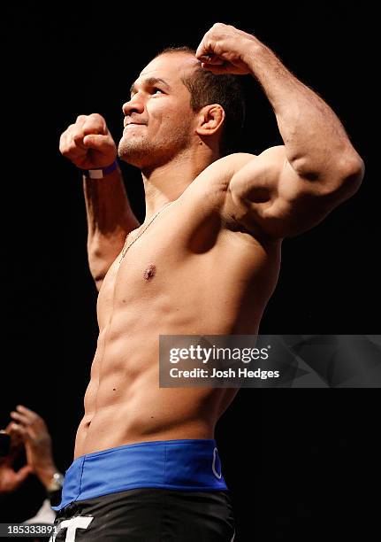 Junior "Cigano" Dos Santos weighs in during the UFC 166 weigh-in event at the Toyota Center on October 18, 2013 in Houston, Texas.