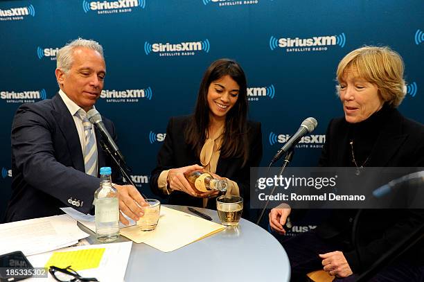 Chef/restaurateur Geoffrey Zakarian, Margaret Anne Williams and Brooke Johnson attend the "Food Talk" on Sirius XM at SiriusXM Studios on October 18,...