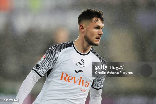 Liam Cullen of Swansea City in action during the Sky Bet Championship match between Swansea City and Middlesbrough at the Swansea.com Stadium on...