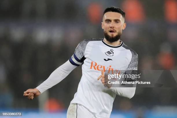 Matt Grimes of Swansea City in action during the Sky Bet Championship match between Swansea City and Middlesbrough at the Swansea.com Stadium on...