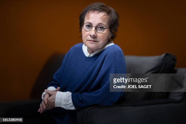 French singer and musician Marie-Paule Belle poses during a photo session in Paris on December 15, 2023. Three years late due to the health crisis,...