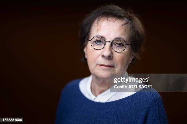 French singer and musician Marie-Paule Belle poses during a photo session in Paris on December 15, 2023. Three years late due to the health crisis,...