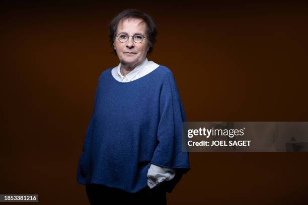 French singer and musician Marie-Paule Belle poses during a photo session in Paris on December 15, 2023. Three years late due to the health crisis,...