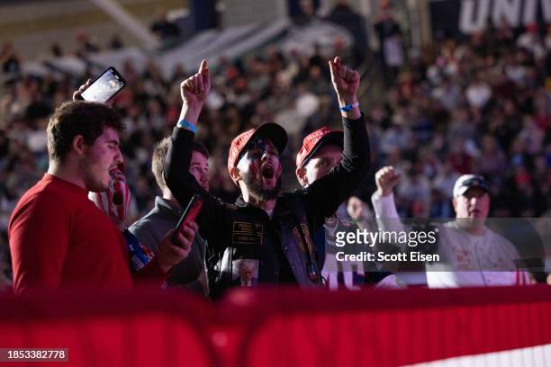 Supporters of Republican presidential candidate, former President Donald Trump during a campaign event at the Whittemore Center Arena on December 16,...