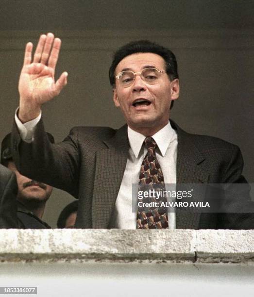 This file image of Ecuadorian president, Jamil Mahuad, was taken on 21 January 2000 in the presidential palace in Quito, Ecuador. A prison order was...