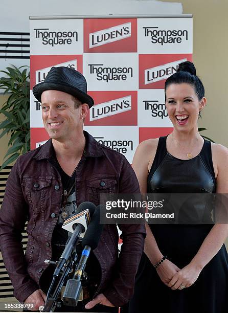 Keifer Thompson and Shawna Thompson who are Thompson Square doing a press event to announce the Luden's and Thompson Square Make Sweet Music Together...