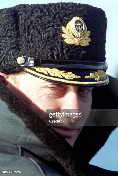 Russian President-elect Vladimir Putin watches the tactical exercises of Russia's Northern Fleet in the Barentsevo Sea, 06 April 2000. Vladimir Putin...
