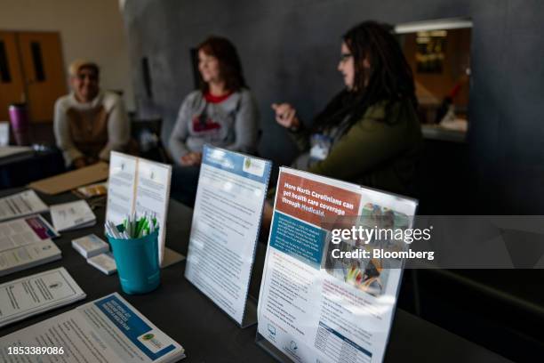 Informational brochures on Medicaid expansion during an event held by New Hanover County Department of Health and Human Services at a library in...