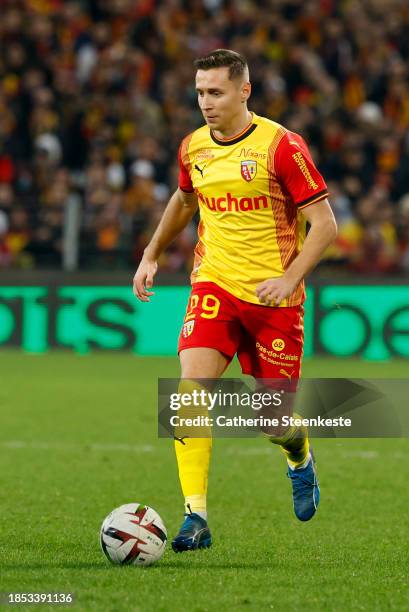 Przemyslaw Adam Frankowski of RC Lens controls the ball during the Ligue 1 Uber Eats match between RC Lens and Stade de Reims at Stade...