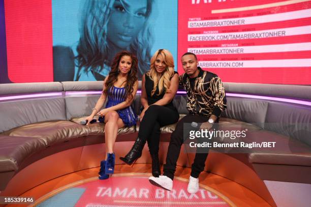 Keshia Chante, Tamar Braxton, and Bow Wow attend 106 & Park at 106 & Park studio on October 17, 2013 in New York City.