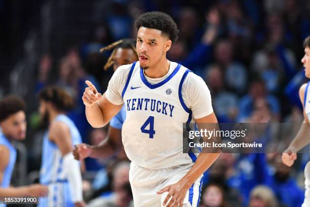 Kentucky forward Tre Mitchell reacts during the CBS Sports Classic college basketball game between the Kentucky Wildcats and the North Carolina Tar...