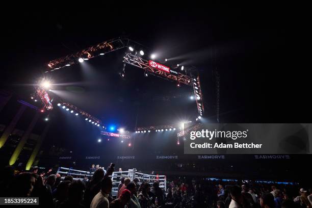 General view of the ring with Showtime Sports logos before the undefeated WBA Super Middleweight Champion David Morrell Jr. And Sena Agbeko bout at...