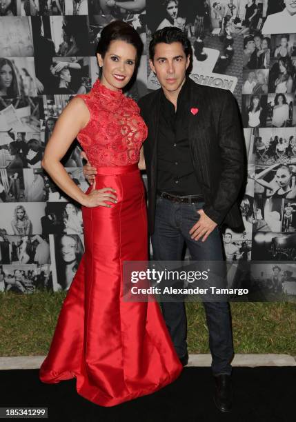 Karent Sierra and Nicolas Felizola participate in the Red Dress Fashion Show to benefit the American Heart Association during Funkshion Fashion Week...