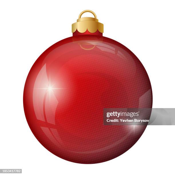christmas tree ball of red color for christmas holiday - christmas bauble icon stock pictures, royalty-free photos & images