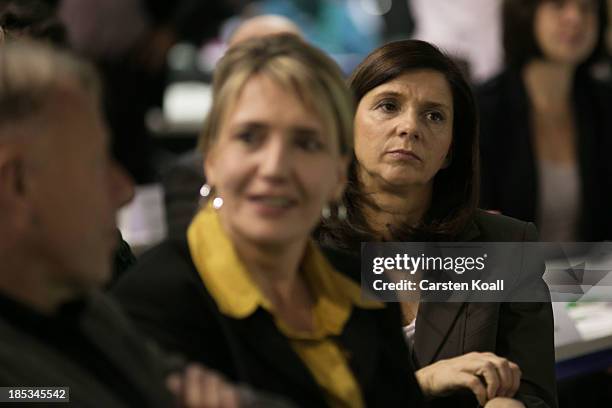 Simone Peter , candidate for one of the two co-leaders of the German Greens Party , and Katrin Goering-Eckardt , newly elected German Greens Party...