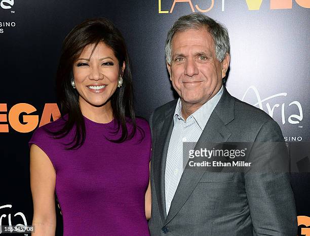 Television host Julie Chen and her husband, CBS Corp. President and CEO Leslie Moonves, arrive at the after party for a screening of CBS Films' "Last...