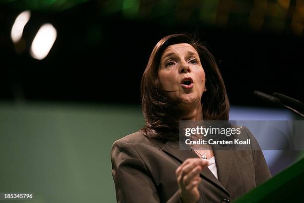 Katrin Goering-Eckardt, newly elected German Greens Party Bundestag faction co-leader, speaks at a federal conference of Greens Party delegates on...