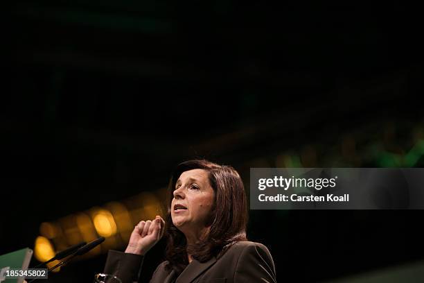 Katrin Goering-Eckardt, newly elected German Greens Party Bundestag faction co-leader, speaks at a federal conference of Greens Party delegates on...