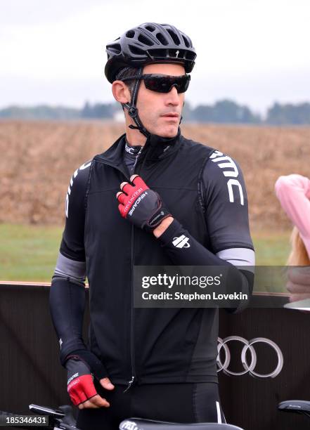 Cyclist George Hincapie attends the start of the 2013 Audi Best Buddies Challenge: Washington, DC on October 19, 2013 at Poolesville Golf Course in...