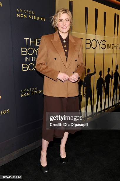 Greta Gerwig attends "The Boys In The Boat" New York Screening at Museum of Modern Art on December 13, 2023 in New York City.