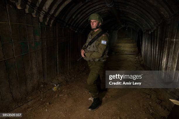 Head of the IDF spokesperson Unit, Daniel Hagari, stands in a tunnel near the border with Israel on December 15 northern Gaza Strip. The Israel...