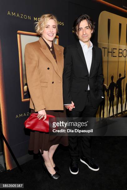 Greta Gerwig and Noah Baumbach attend "The Boys In The Boat" New York Screening at Museum of Modern Art on December 13, 2023 in New York City.