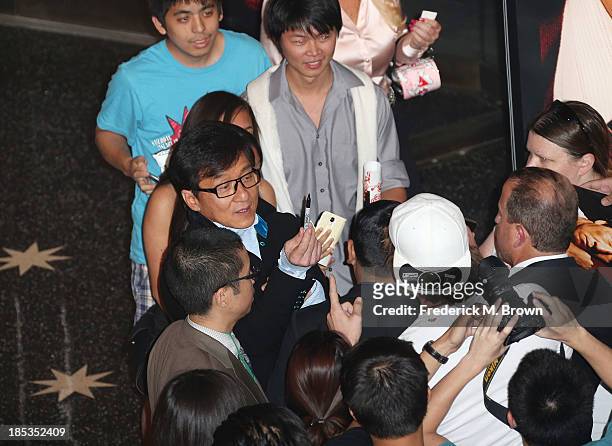 Actor Jackie Chan attends the premiere of Wanda and AMC releasing's "Chinese Zodiac" at the AMC Century City 15 theater on October 16, 2013 in...