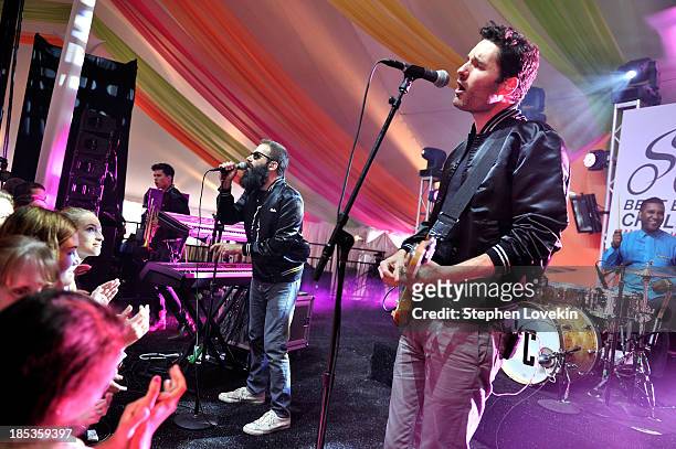 Sebu Simonian and Ryan Merchant of Capital Cities perform onstage at the Victory Celebration at the Finish Line of the 2013 Audi Best Buddies...