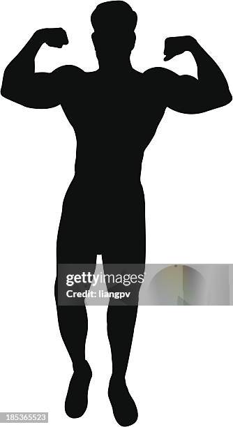 muscular man - guy lifting weights stock illustrations