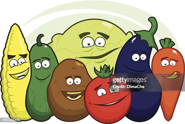 ilustraciones, imágenes clip art, dibujos animados e iconos de stock de funny verduras - potato smiley faces