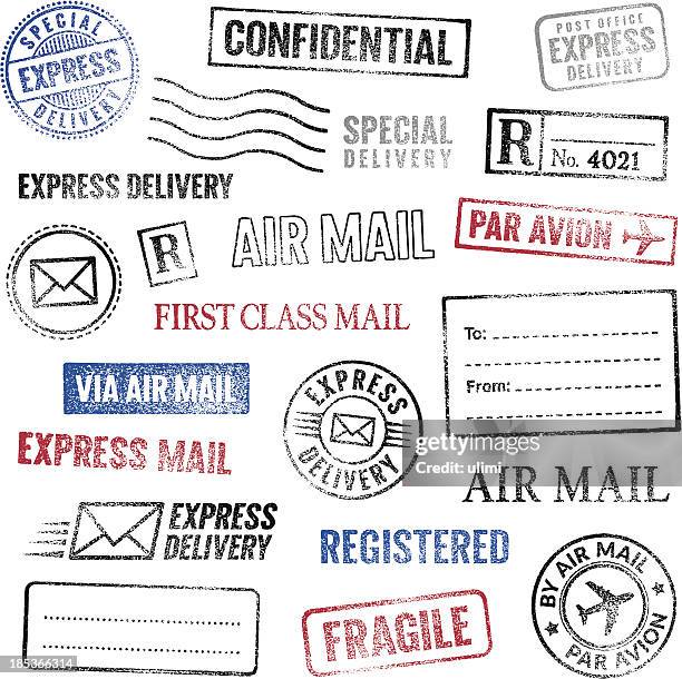 stockillustraties, clipart, cartoons en iconen met postal stamps - stempel